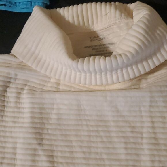 Tahari sport Turtkeneck pullover sweatshirts  cream L - Picture 3 of 6